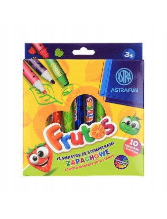 FLAMASTRY MAZAKI ZE STEMPELKAMI ZAPACHOWE OWOCOWE 10 kolorów FRUTOS ASTRA