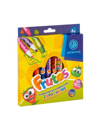 FLAMASTRY MAZAKI ZE STEMPELKAMI ZAPACHOWE OWOCOWE 10 kolorów FRUTOS ASTRA