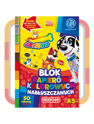 BLOK papierów kolorowych nabłyszczanych ASTRA A5 50ark.