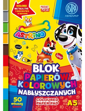 BLOK papierów kolorowych nabłyszczanych ASTRA A5 50ark.
