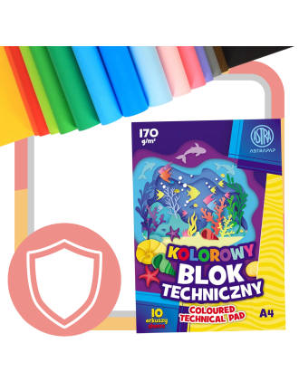Astra BLOK TECHNICZNY KOLOROWY A4 10 kartek 170g