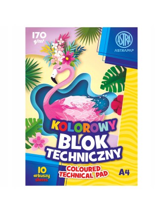 Astra BLOK TECHNICZNY KOLOROWY A4 10 kartek 170g