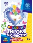 BLOK TECHNICZNY KOLOROWY A3 ASTRA 170G 10 ARKUSZY