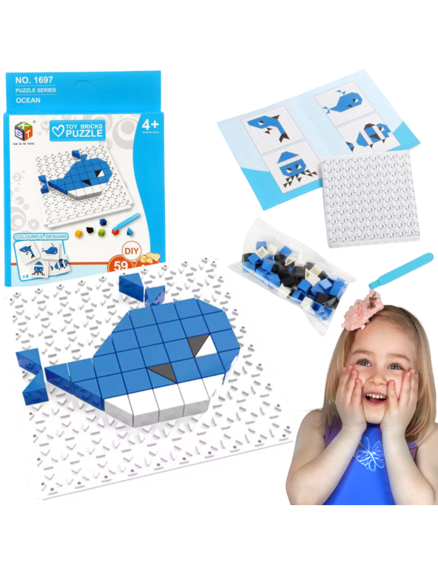 Gra Logiczna Układanka Karty Montessori Tangram Puzzle Klocki Mozaika 59 el