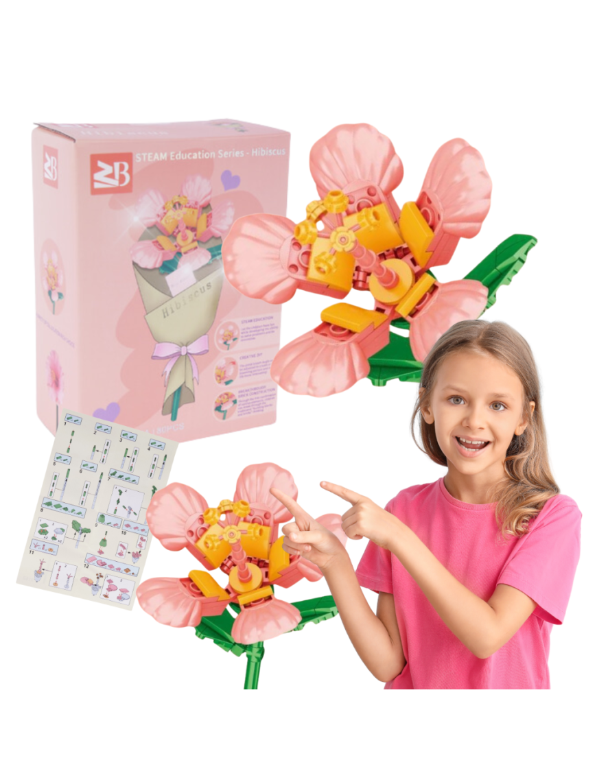 Zestaw Klocki Kwiaty 80 Elementów Hibiskus Instrukcja Składania Prezent