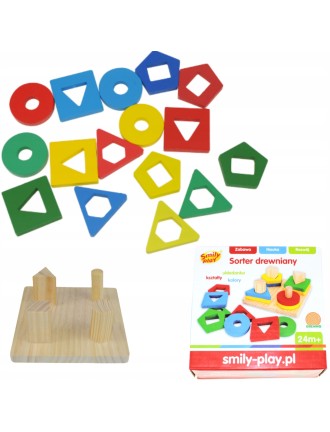 Drewniany sorter klocków UKŁADANKA KSZTAŁTY KOLORY MONTESSORI EDUKACYJNA
