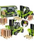 Auto Wózek Widłowy Zielony 1:16 Ruchome Elementy Paleta Światła I Dźwięki
