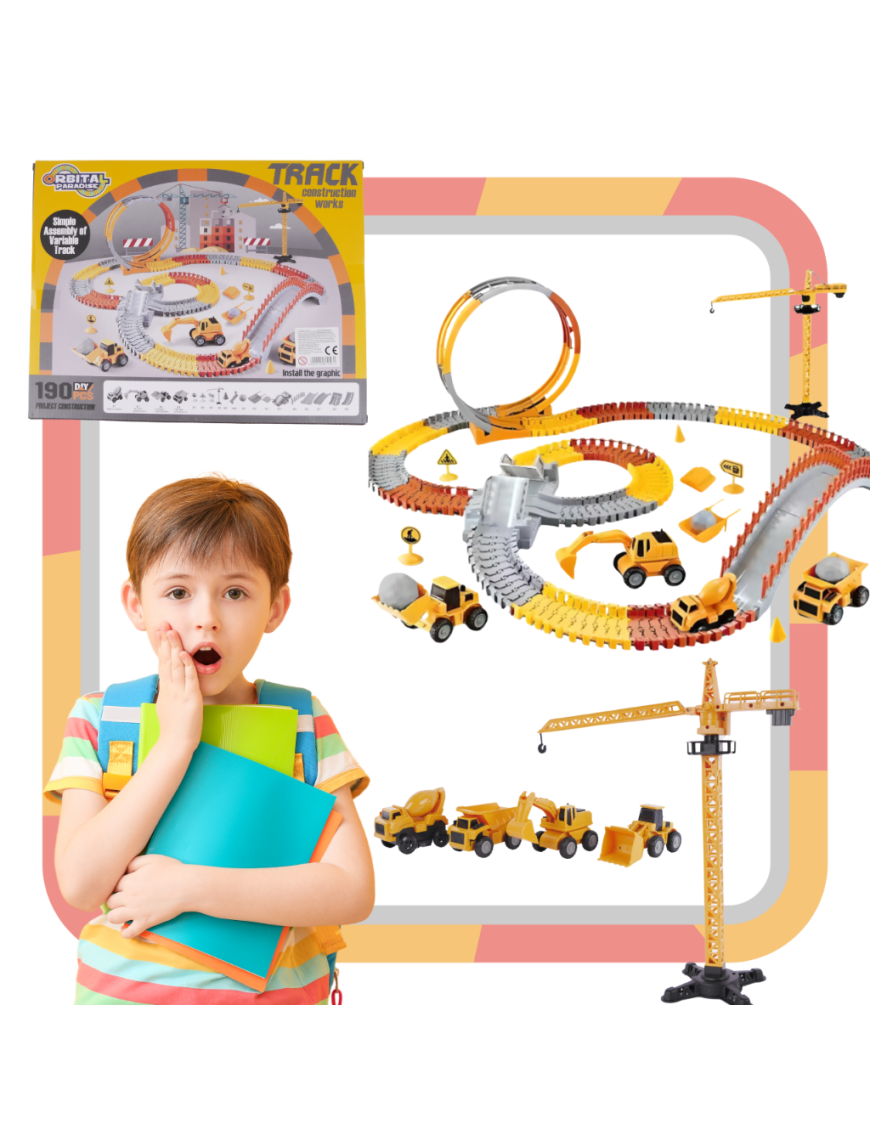 Tor Samochodowy Wyścigowy Kolejka Duży Plan Budowy Auto Zestaw Puzzle 190el