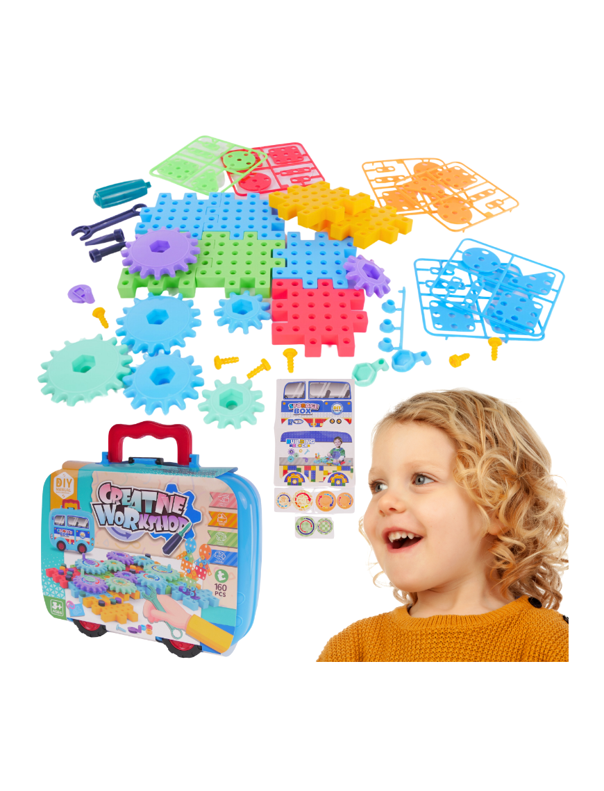 Zestaw Majsterkowicza Walizka Puzzle Montessori Układanka Klocki Śrubki
