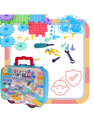 Zestaw Majsterkowicza Walizka Puzzle Montessori Układanka Klocki Śrubki