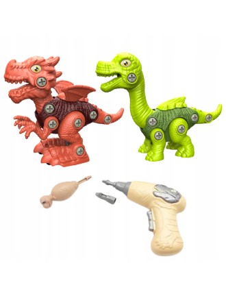 ZESTAW DINOZAURÓW DO SKRĘCANIA Z WKRĘTARKĄ I ŚRUBOKRĘTEM DINOZAUR UKŁADANKA